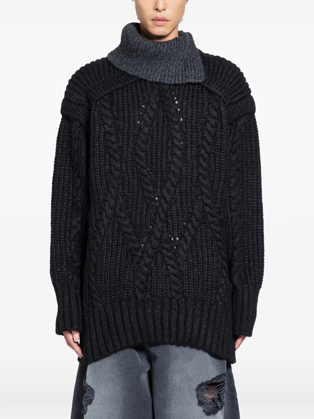  Simone Rocha Contrast High-neck Knit Jumper - Black 