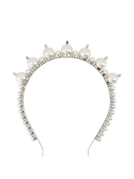  Simone Rocha Crystal Pearl Tiara Hairband - Silver 