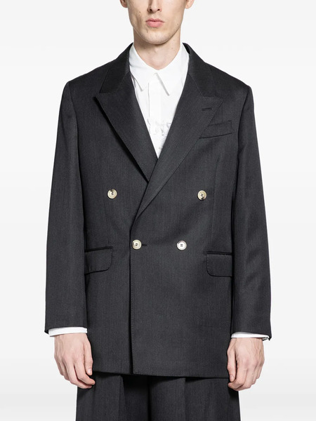  Simone Rocha Daisy-embroidered Double-breasted Blazer - Grey 