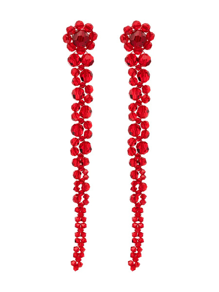  Simone Rocha Drip Crystal Drop Earrings - Red 