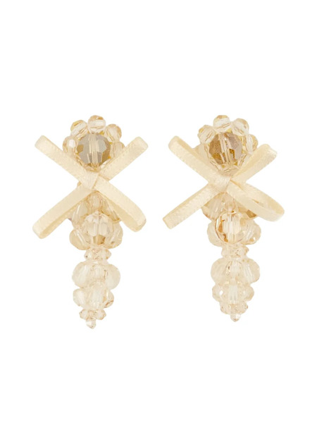  Simone Rocha Embellished Bow Earrings - Yellow 