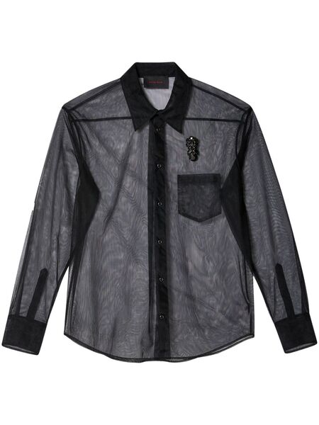  Simone Rocha Embellished Sheer Shirt - Black 