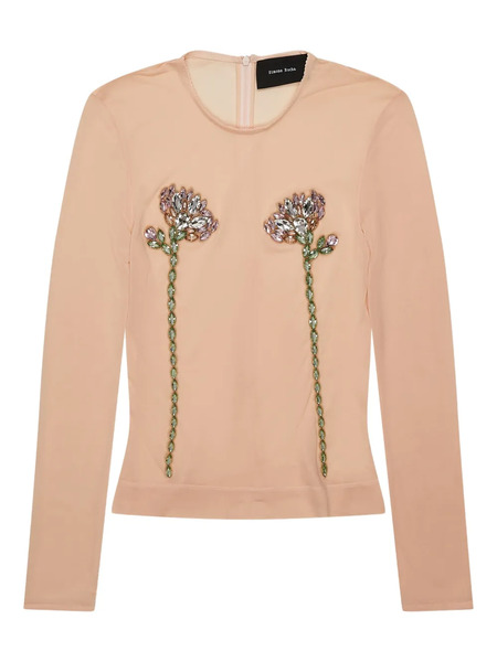  Simone Rocha Floral-embellished Long-sleeve Top - Neutrals 