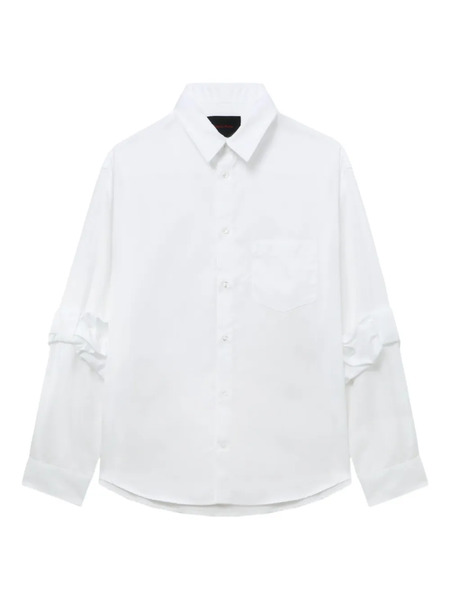  Simone Rocha Gathered-cuff Cotton Shirt - White 