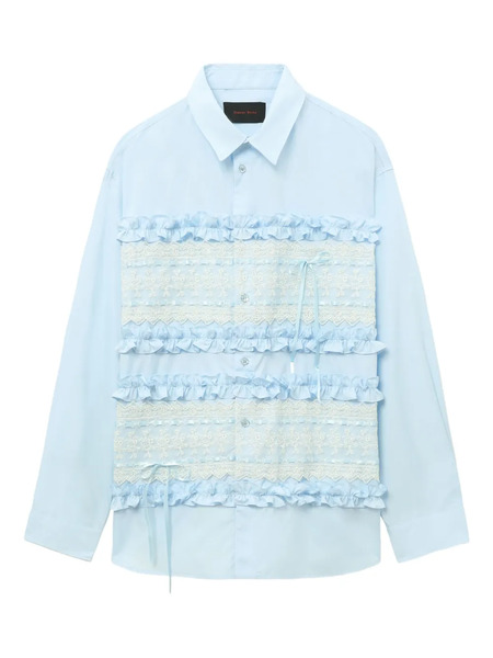  Simone Rocha Lace-insert Ruffled Shirt - Blue 