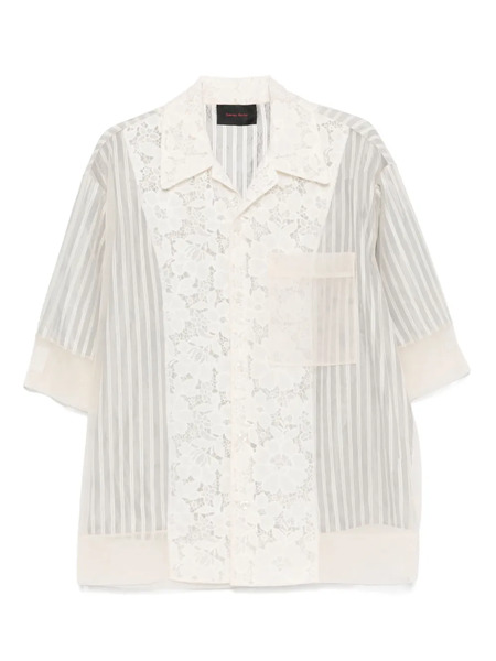  Simone Rocha Lace-panel Striped Shirt - Neutrals 