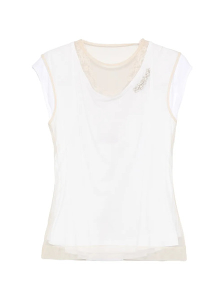  Simone Rocha Layered Lace-trim T-shirt - White 