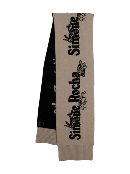  Simone Rocha Logo Ribbed Scarf - Neutrals 