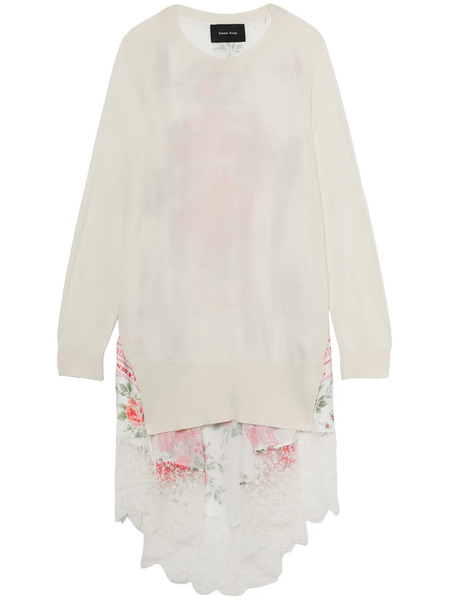  Simone Rocha Panelled Asymmetric Lace-trim Top - White 