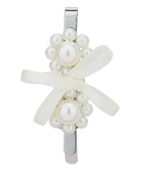  Simone Rocha Pearl Bow Hair Clip - White 