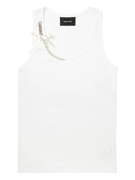  Simone Rocha Pearl-chain-embellished Tank Top - White 