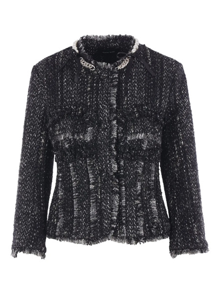  Simone Rocha Pearl-chain Tweed Jacket - Black 