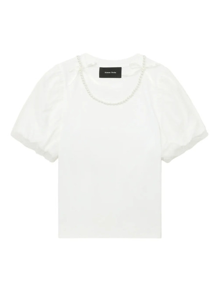  Simone Rocha Pearl-embellished Puff-sleeve Top - White 