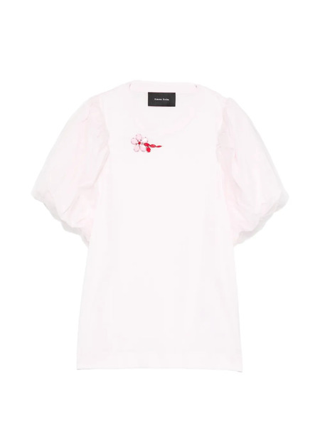  Simone Rocha Puff-sleeve Flower T-shirt - Pink 