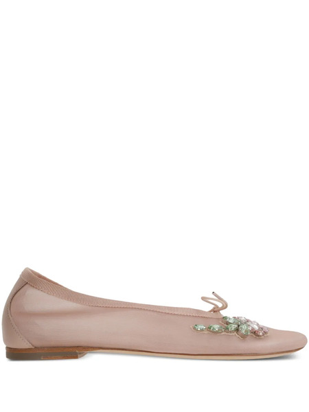  Simone Rocha Rhinestone-appliqué Mesh Ballet Flats - Neutrals 
