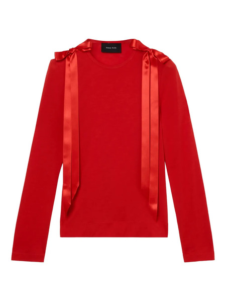  Simone Rocha Ribbon-bow Long-sleeve T-shirt - Red 