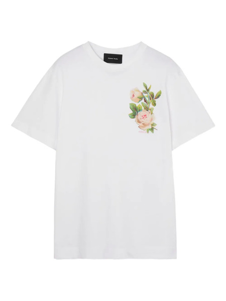  Simone Rocha Rose-print Crew-neck T-shirt - White 