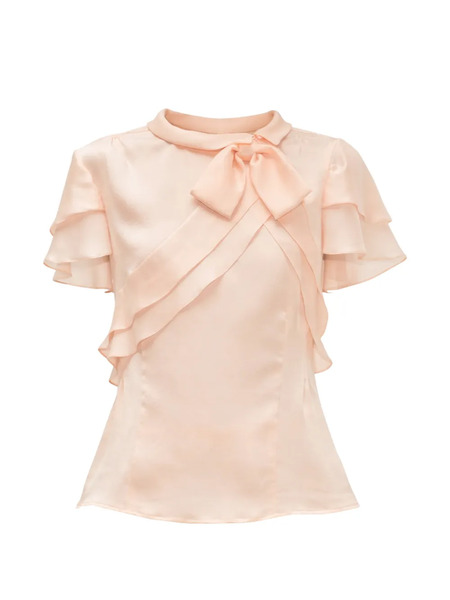  Simone Rocha Ruffle Bow Blouse - Pink 