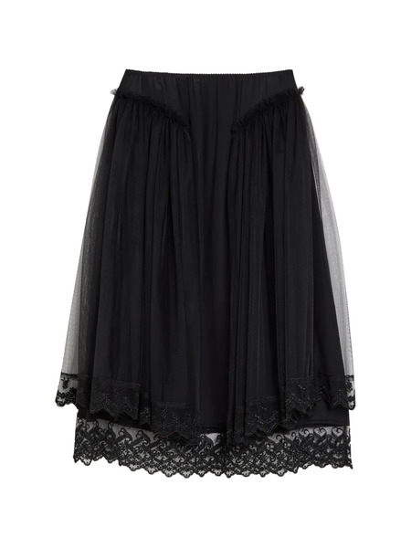  Simone Rocha Ruffled Lace Midi Skirt - Black 