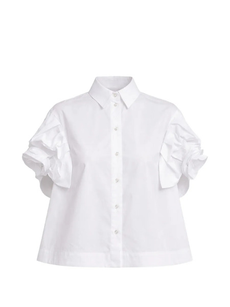 Simone Rocha Ruffled-sleeves Buttoned Shirt - White 