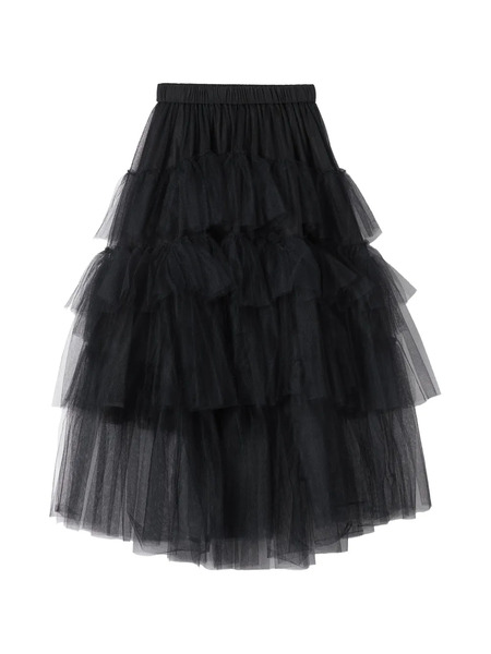  Simone Rocha Tiered Ribbon Midi Skirt - Black 