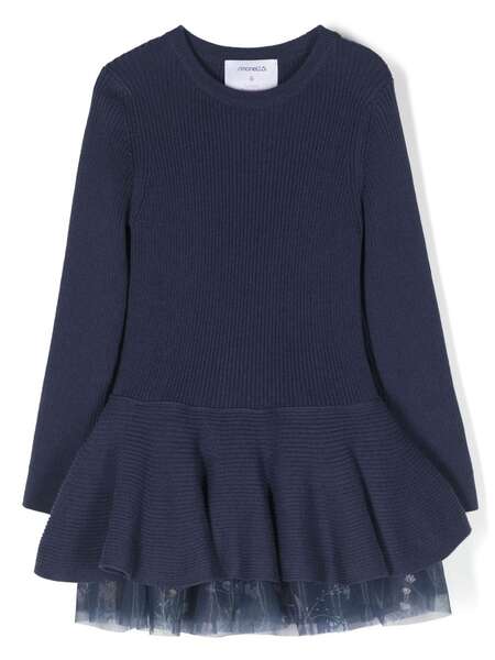  Simonetta Double-layer Knit Dress - Blue 