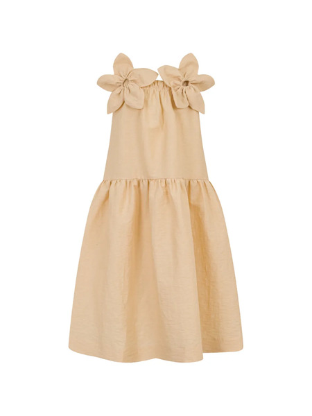  Simonetta Floral Appliqué Dress - Neutrals 