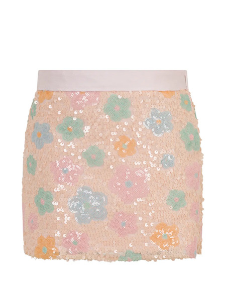  Simonetta Floral Sequin Skirt - Neutrals 