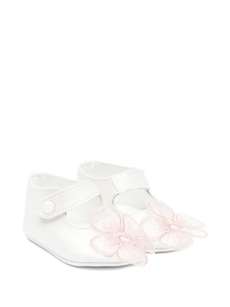 Simonetta Flower-appliqué Ballet Flats - White 
