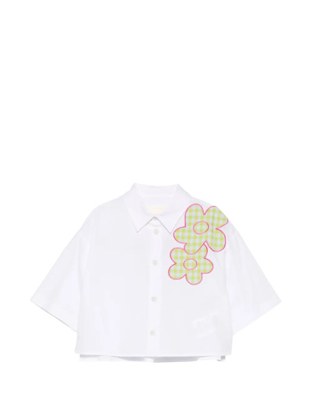  Simonetta Flower-appliqué Shirt - White 
