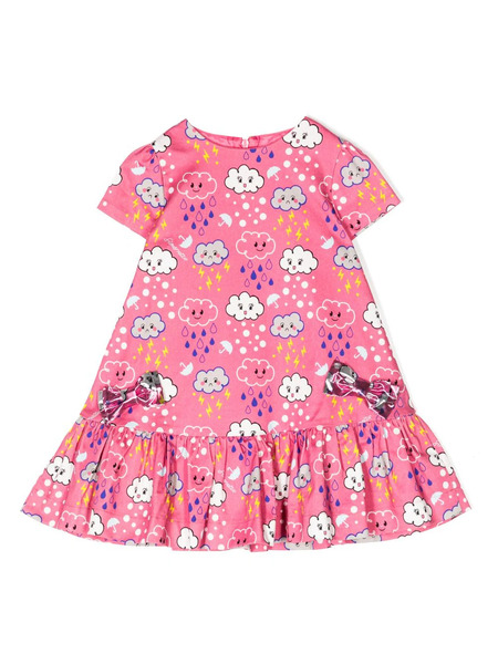  Simonetta Graphic-print Stretch-cotton Flared Dress - Pink 