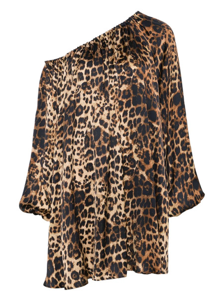  Simonetta Ravizza One-shoulder Printed Mini Dress - Brown 