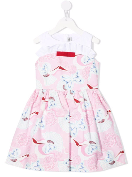  Simonetta Shell-print Ruffle Midi Dress - Pink 