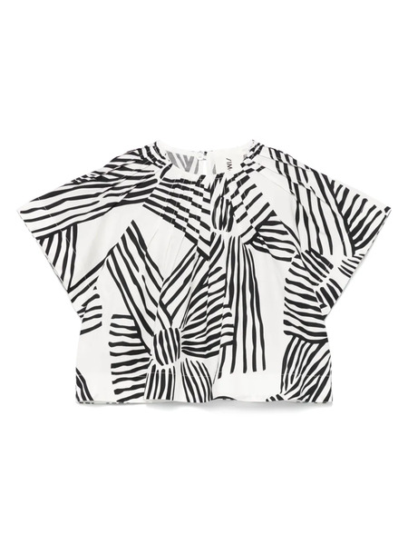  Simonetta Striped Cotton Blouse - White 