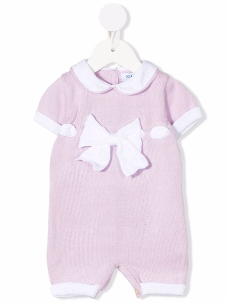  Siola Bow-detail Ribbed-knit Romper - Purple 