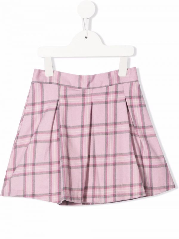  Siola Check-pattern Flared Skirt - Pink 