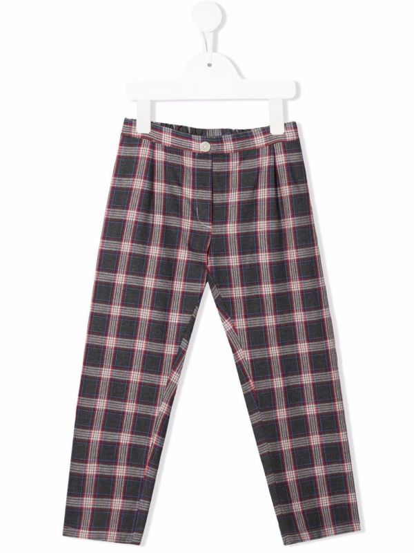  Siola Check-print Slim-cut Trousers - Grey 