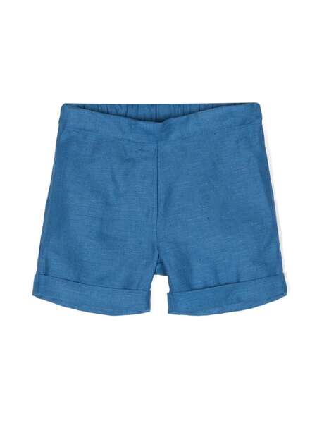  Siola Elasticated-waist Linen Shorts - Blue 