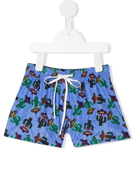  Siola Festive-print Swim Shorts - Blue 