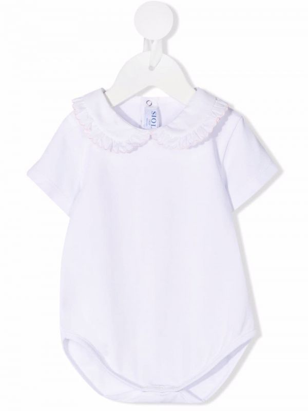 Siola Peter Pan-collar Ruffled-trim Body - White 