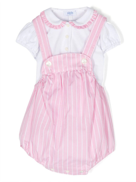  Siola Pinstriped Cotton Dungaree Set - White 