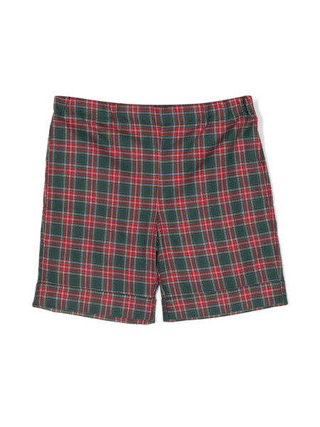  Siola Plaid-pattern Cotton Shorts - Green 