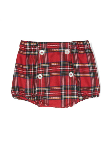  Siola Tartan-print Button-detail Shorts - Red 