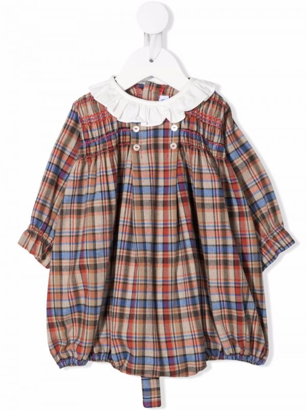  Siola Tartan-print Cotton Romper - Neutrals 