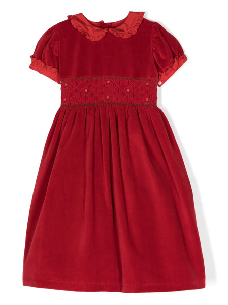  Siola Velvet-effect Floral-embroidery Dress - Red 