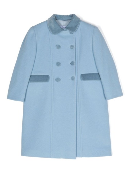  Siola Velvet-trim Wool Coat - Blue 