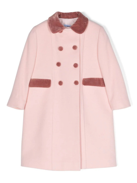  Siola Velvet-trim Wool Coat - Pink 
