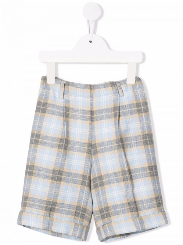  Siola Virgin Wool Check Shorts - Grey 