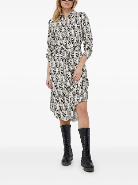  Sisley Belted Midi Shirt Dress - White 
