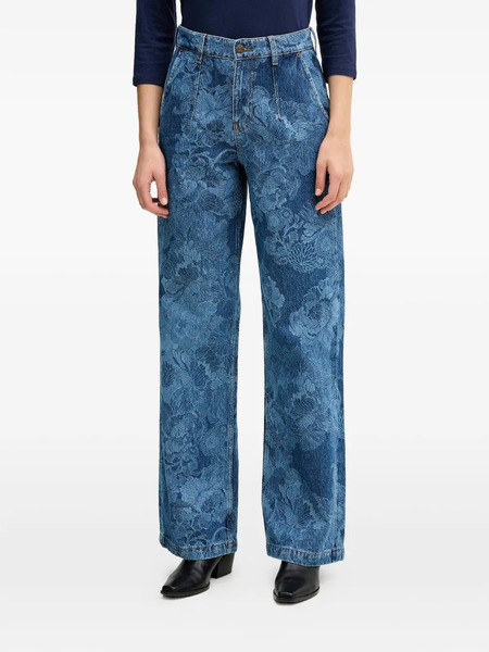  Sisley Floral-pattern Button-fastening Jeans - Blue 
